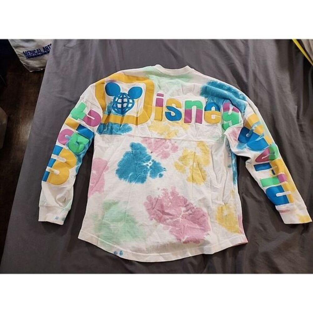 WDW Walt Disney World Spirit Jersey Pastel Rainbow Tie‎ Dye Long Sleeve Shirt Sm